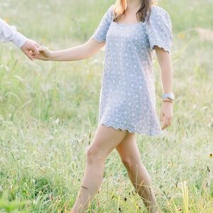 Zara Blue and White Lace Dress